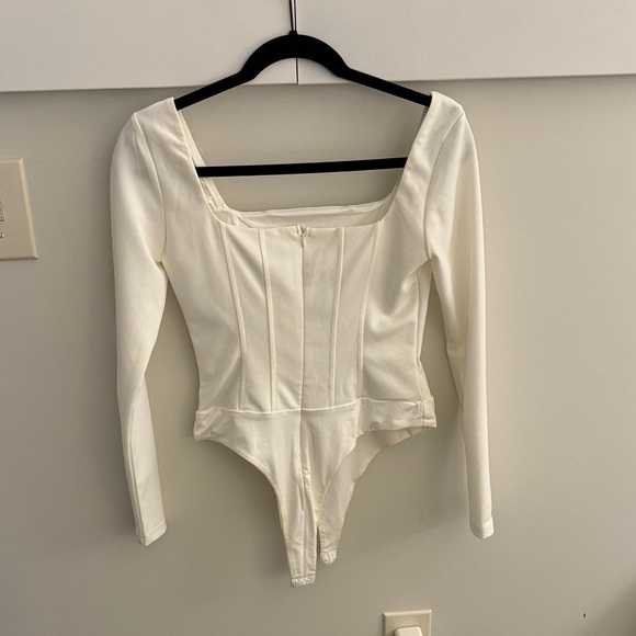 Princess Polly Cream white bodysuit long sleeve corset look - Picture 6 of 7
